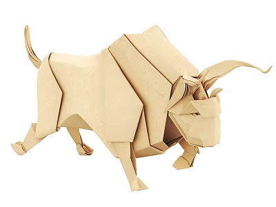 Decorative Ornament Set Origami Bull Paper Craft with Modern Geometric Structure 3d model