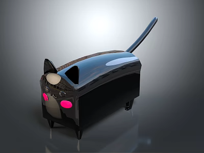Stylish Black Cat Shaped Furniture With Pink Eyes And Tail Design 3d model