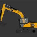 Yellow Tracked Excavator With Cab And Front Bucket For Construction Use