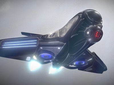 Futuristic Black Tech Device With Blue Lights And Red Circular Component 3d model