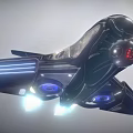 Futuristic Black Tech Device With Blue Lights And Red Circular Component