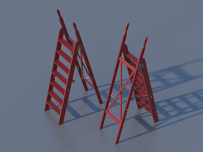 Hardware Tools Red A Frame Ladders For Home Improvement And Construction Projects 3d model