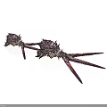Two Intricate Spiked Fantasy Weapons With Purple Metal Texture And Sharp Blades