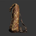 Stylish Woven Leather Bag With Orange And Yellow Checker Pattern And Flap Closure