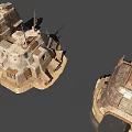 Detailed Fortress Architectural Models With Towered Platforms And Stone Construction