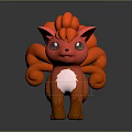 Red Nine Tailed Fox Game Movie Character With Fluffy Fur And White Chest