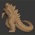 Godzilla Game Movie Character Brown Model With Spikes And Detailed Texture In Standing Pose