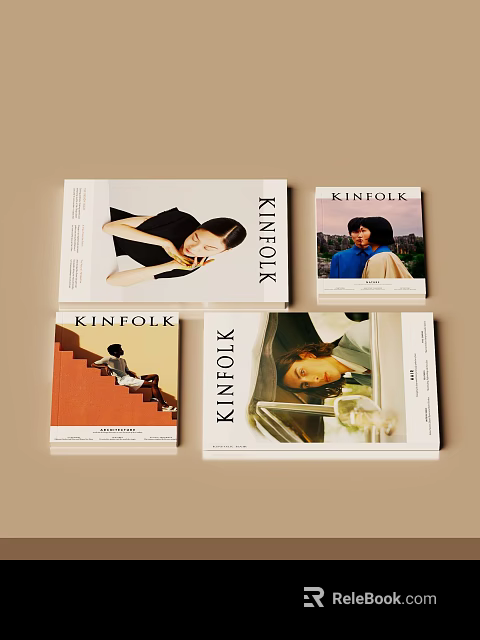 KINFOLK Magazines Collection With Various Covers Featuring People And Different Scenes 3d model 