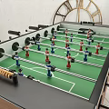 Wooden Foosball Table With Black Legs Multiple Rods And Indoor Play Equipment