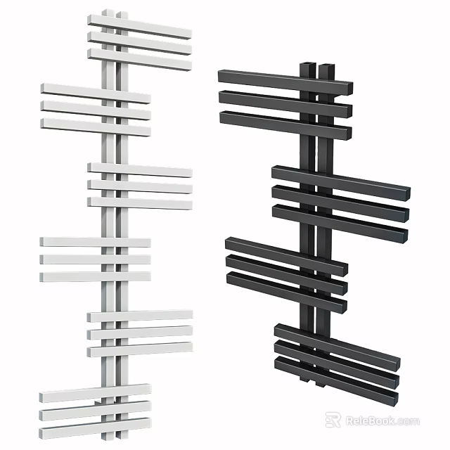 Stylish Modern Radiator Design With White And Black Vertical Horizontal Bars 3d model 
