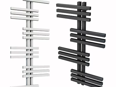 Stylish Modern Radiator Design With White And Black Vertical Horizontal Bars 3d model