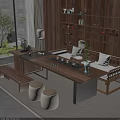 Natural Solid Wood Tea Table And Chair Set For Cozy New Chinese Style Tea Room