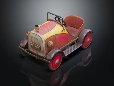 Vintage Metal Toy Car With Red Yellow Body And Retro Red Wheels Design 3d model Vintage Metal Toy Car With Red Yellow Body And Retro Red Wheels Design 3d model