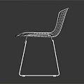 Modern White Metal Wire Frame Leisure Chair With White Cushion And Minimalist Design