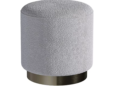 Gray Fabric Cylindrical Sofa Stool With Modern Metal Base For Living Room Decor 3d model