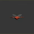 Red Fantasy Creature Character 3D Model With Insect Like Body Red Color And Yellow Stripes
