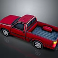 Red Classic Pickup Truck With Two Door Cab Open Bed And Red Toolbox