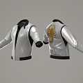 Stylish Silver Jacket With Gold Scorpion Design On Back And Black Collar Cuffs