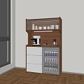Modern Sleek Sideboard With Wooden White Finish Glass Doors Coffee Machine And Drink Storage Drawers