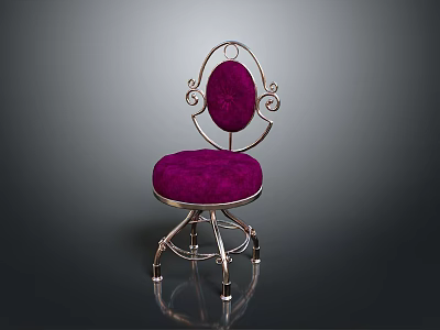 Elegant Office Chair With Purple Cushion Backrest And Metal Frame Design 3d model