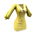 Yellow Button Front Dress With Puffed Sleeves And White Socks Yellow Shoes