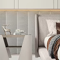Modern Sleek Bedside Table With Deer Ornament Books And Upholstered Headboard Wall