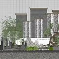 Chinese Style Garden Decor With Waterfall Bamboo Pine Tree Rocks And Pebbles
