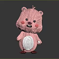 Pink Cartoon Bear Toy With White Belly Red Feet Paper Craft Adorable Animal Figure