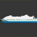 Cartoon Style Cruise Ship Illustration With White Body Blue Bottom And Yellow Windows