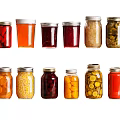 Assorted Glass Spice Jars With Colorful Condiments For Kitchen Organization 3d model