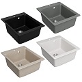 Black quartz stone sink large single sink dish basin set granite kitchen table upper and lower sink 3d model