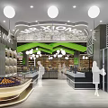 Mr Xiong Supermarket Interior With Smoke White Lighting Shelves Customers And Checkout Counter