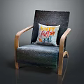 Woven Fabric Accent Chair With Wooden Armrests And Happy Fall Pillow