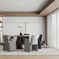 Modern Restaurant Dining Table and Chair Combination 3d model