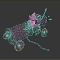 Playful Pink Yarn Spool Toy Car Design With Red Wheels And Cute Knit Character