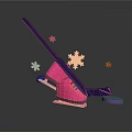Pink Ice Skates And Purple Hockey Stick With Puck Snowflakes And Orange Decorations
