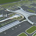 Airport Birds Eye View Planning With Modern Terminal Runways Aprons And Green Spaces