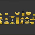 Yellow Building Block Components With Various Shapes Sizes And Designs