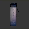 Daily Use Water Bottle With Blue Lid Carabiner Strap And Water Drop Design