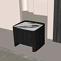 Modern Dark Gray Nightstand With Single Drawer And Marble Top Design