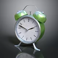 Vintage Green Alarm Clock with Double Bells Silver Stand and White Dial Clear Numbers