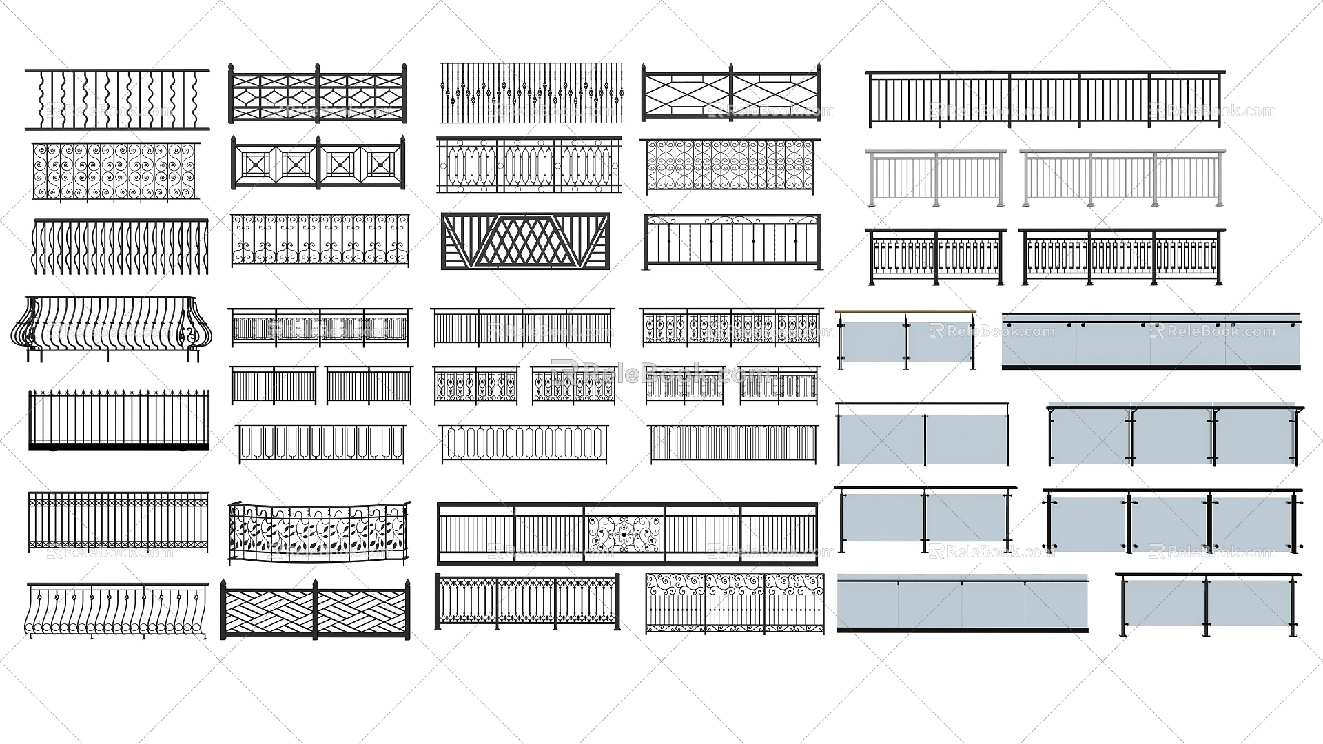 Modern Glass Railing Modern Iron Railing 3d model