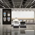 Modern Bathroom Fixtures Showroom Interior With Toilets Sinks And Displays