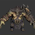 Fierce Horned Mythical Creature Warrior 3D Model With Muscular Build And Spiked Armor