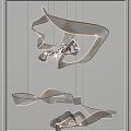 Modern Metallic Streamlined Chandelier With Curved Ribbon Shapes For Contemporary Interior Spaces