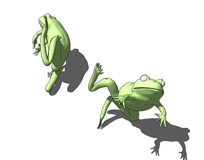 Two Green Reptile 3D Models With Dynamic Poses And Cast Shadows 3d model