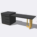 Modern Bar Counter With Black Top Drawers And Wooden Support Frame Design