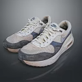 Worn Beige And Gray Casual Sneakers With White Laces And Mesh Design