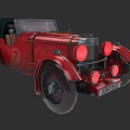 Red Vintage Convertible Car With Classic Body Round Headlights And Retro Design