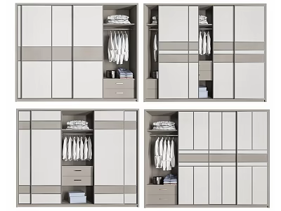 Modern Wardrobe Design With Sliding Doors Drawers And Hanging Storage Space 3d model